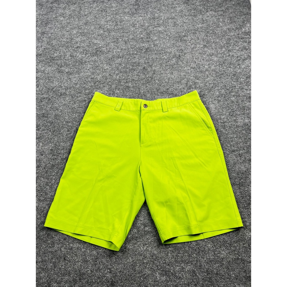 Adidas Mens Climalite Golf Shorts Neon Lime Green Size 34 Flat Front Activewear